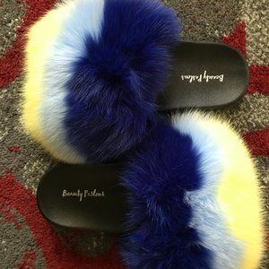 Water Wave Fox fur Slides
